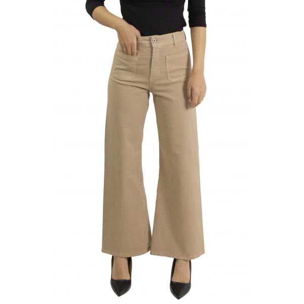 Pantalone palazzo tinta unita con tasche frontali Please